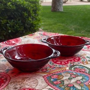Set of Two Ruby Red Berry Dishes